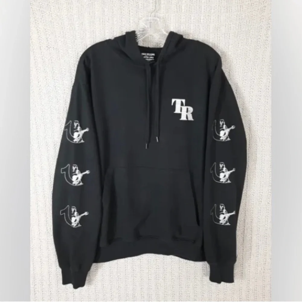 True Religion Sweatshirt BLK silver Buddha logo Metal distress SZ M NWT
